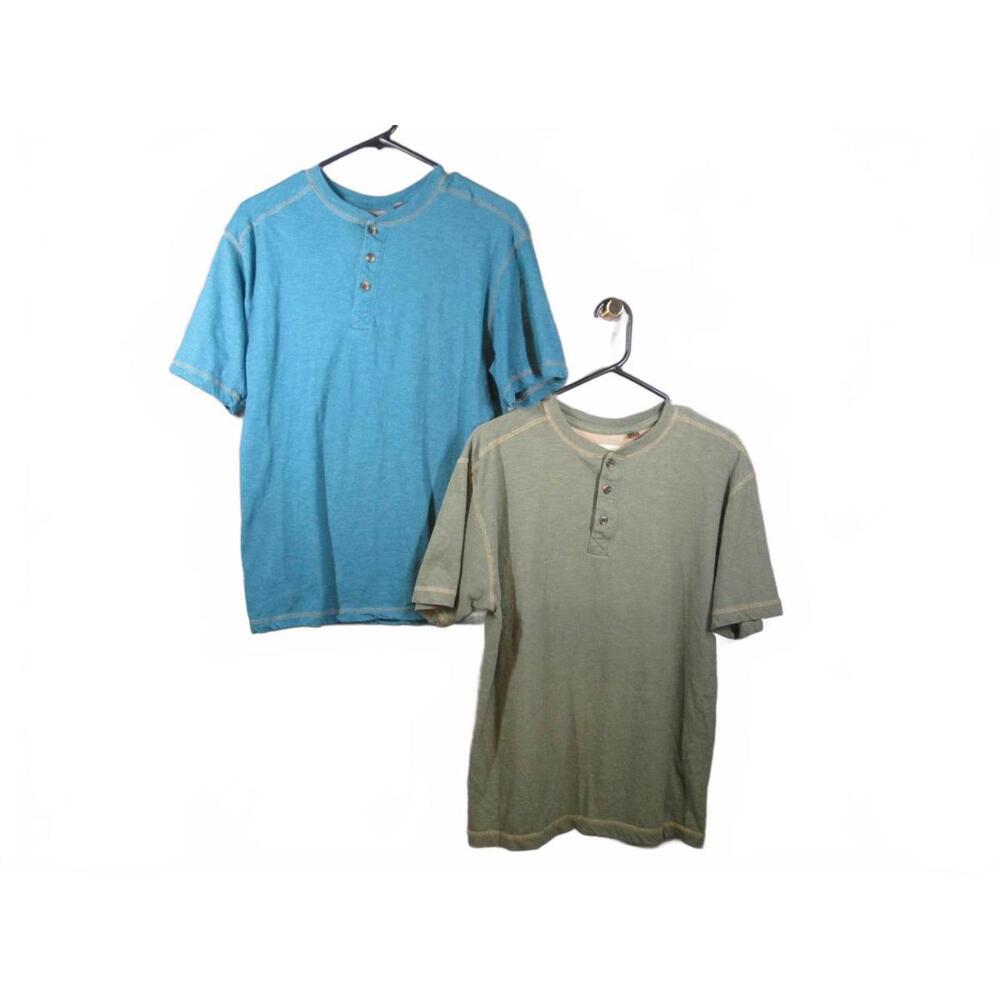 Bass Pro Shops Hobbs Creek Mens Size S Henley Tees Set of 2 Tshirts Blue Green